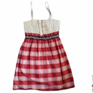 C. Luce Red White Plaid Mini Dress